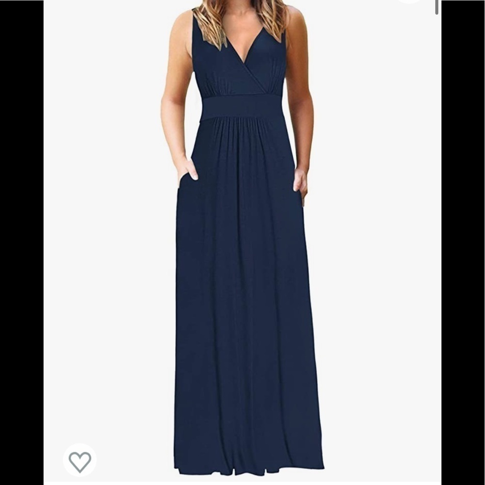 AUSELILY Women's Summer Sleeveless Loose Maxi Dress Casual Long Dress w/Pockets